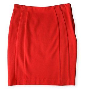 Ann Taylor Pencil Skirt Red Straight Skirt Knee Length Hidden Side Zip Slinky 4P